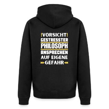 Ne parlez pas à des philosophes stressés ! - Veste à capuche bio Premium Unisexe - noir - Dos - Nico (187cm)