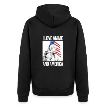 J’adore l’anime et le style manga américain. - Veste à capuche bio Premium Unisexe - noir - Dos - Nico (187cm)