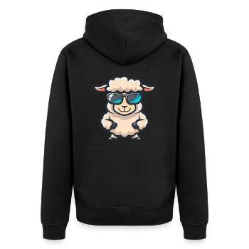Schaf Cool Comic - Unisex Premium Bio Zip Hoodie - Schwarz - Hinten - Nico (187cm)
