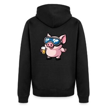 Porc Après-ski Bière Bande dessinée - Veste à capuche bio Premium Unisexe - noir - Dos - Nico (187cm)