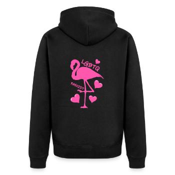 LGBTQ FASCIST - Unisex Premium Bio Zip Hoodie - Schwarz - Hinten - Nico (187cm)