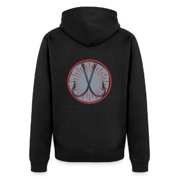 Angelhaken Angel Design Angler Angeln Anglerin - Unisex Premium Bio Zip Hoodie - Schwarz - Hinten - Nico (187cm)