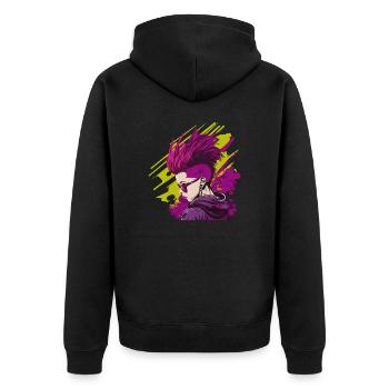 Neon Punk - Unisex Premium Bio Zip Hoodie - Schwarz - Hinten - Nico (187cm)