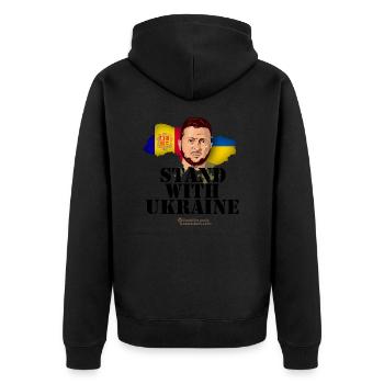Ukraine Andorra - Unisex Premium Organic Zip Hoodie - black - Back - Nico (187cm)