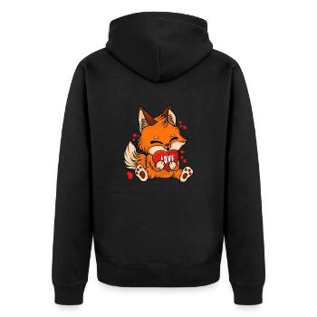 FURRY FOX - Unisex Premium Organic Zip Hoodie - black - Back - Nico (187cm)