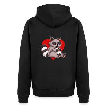 RATON LAVEUR POILU avec coeur - Veste à capuche bio Premium Unisexe - noir - Dos - Nico (187cm)