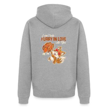 I cant help furry in love with you - Unisex Premium Bio Zip Hoodie - Grau meliert - Hinten - Nico (187cm)