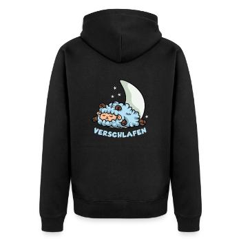 Verschlafen Schaf - Unisex Premium Bio Zip Hoodie - Schwarz - Hinten - Nico (187cm)