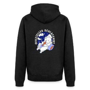 Offizielles Schlafshirt Niki - Unisex Premium Bio Zip Hoodie - Schwarz - Hinten - Nico (187cm)