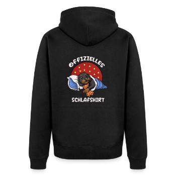 Offizielles Schlafshirt Niki Hund im Bett - Unisex Premium Bio Zip Hoodie - Schwarz - Hinten - Nico (187cm)