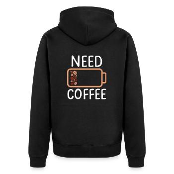BESOIN DE CAFÉ - Veste à capuche bio Premium Unisexe - noir - Dos - Nico (187cm)