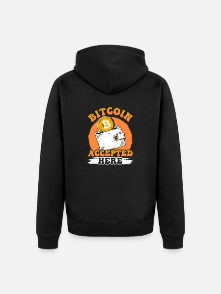Bitcoin Accepted Here - Unisex Premium Organic Zip Hoodie - black