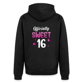 Officiellement Sweet 16 - Veste à capuche bio Premium Unisexe - noir - Dos - Nico (187cm)