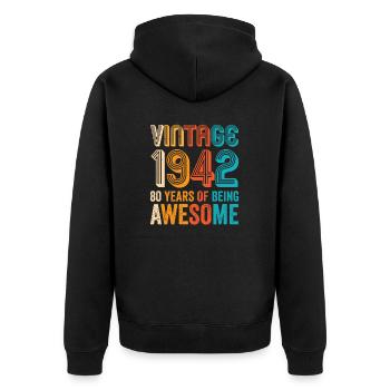 VINTAGE 1942 80 YEARS OF BEING AWESOME - Unisex Premium Organic Zip Hoodie - black - Back - Nico (187cm)