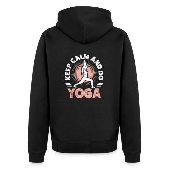 Keep Calm And Do YOGAYOGA - Unisex Premium Organic Zip Hoodie - black - Back - Nico (187cm)