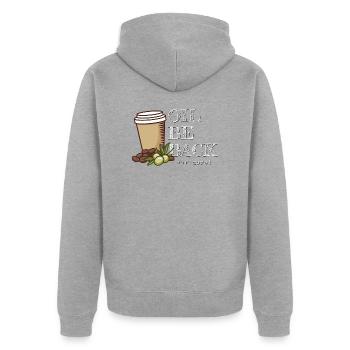 Oil Be Back Keto Olivenöl Kaffee Fan Wortspiel Fun - Unisex Premium Bio Zip Hoodie - Grau meliert - Hinten - Nico (187cm)