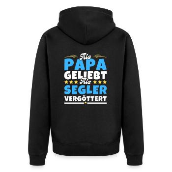 Als Papa geliebt, als Segler vergöttert - Unisex Premium Bio Zip Hoodie - Schwarz - Hinten - Nico (187cm)