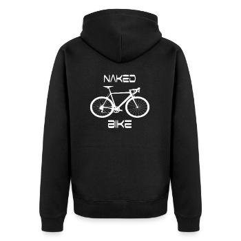 Fahrrad Retro Design - Unisex Premium Bio Zip Hoodie - Schwarz - Hinten - Nico (187cm)