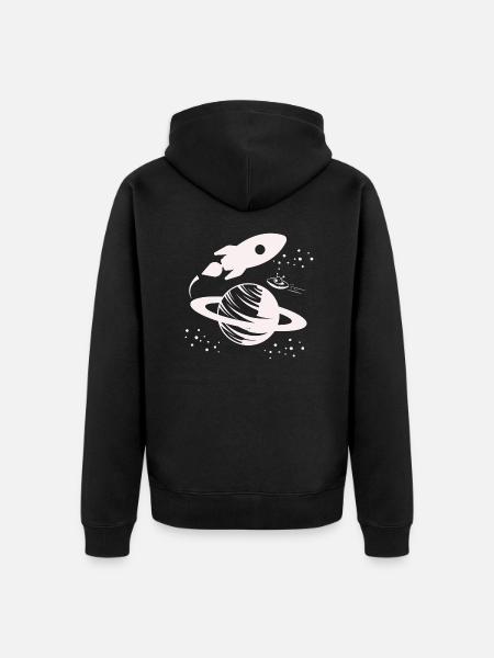 Astronaut - Space Rocket Universe Planet - Unisex Premium Organic Zip Hoodie - black