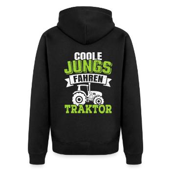 Coole Jungs fahren Traktor Landwirt Bauernhof - Unisex Premium Bio Zip Hoodie - Schwarz - Hinten - Nico (187cm)