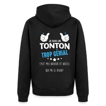 Tonton Neveux Et Nièces Cadeau Oncle - Veste à capuche bio Premium Unisexe - noir - Dos - Nico (187cm)
