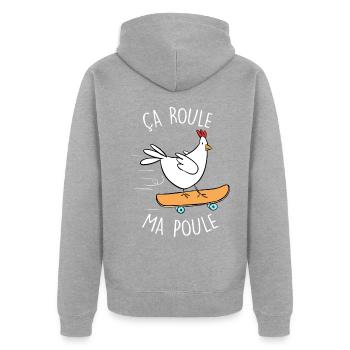 ça roule ma poule Cadeau Poule Et Jardin - Veste à capuche bio Premium Unisexe - gris chiné - Dos - Nico (187cm)