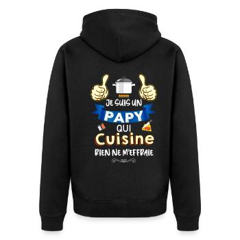 Papy à la Cuisine C'est de La balle - Veste à capuche bio Premium Unisexe - noir - Dos - Nico (187cm)