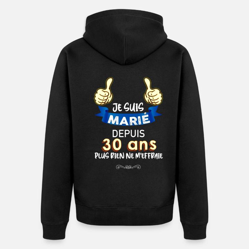 Anniversaire Mariage 30 ans - Veste à capuche bio Premium Unisexe - noir