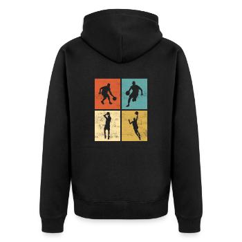 Basketteur Basketball Sunset Design rétro - Veste à capuche bio Premium Unisexe - noir - Dos - Nico (187cm)