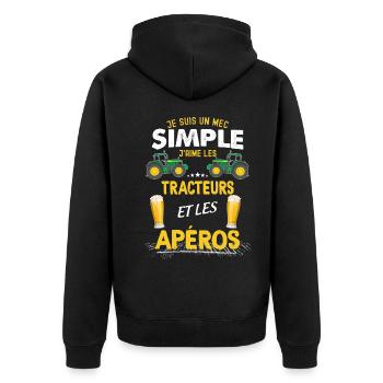 Traktor und Aperitifs Wir mögen es nicht Papa Geschenk - Unisex Premium Bio Zip Hoodie - Schwarz - Hinten - Nico (187cm)