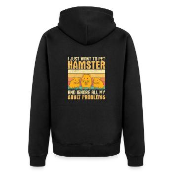 I just want to pet Hamsters - Unisex Premium Organic Zip Hoodie - black - Back - Nico (187cm)