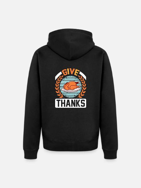 Give Thanks - Unisex Premium Organic Zip Hoodie - black