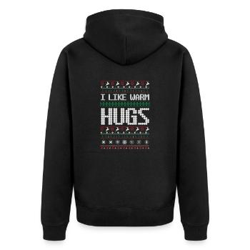 I like warm Hugs Jacket Tshirt Pajamas - Unisex Premium Organic Zip Hoodie - black - Back - Nico (187cm)