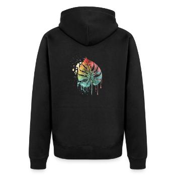 colorful leaf - Unisex Premium Bio Zip Hoodie - Schwarz - Hinten - Nico (187cm)