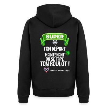 Collègue départ Citation Marrante - Veste à capuche bio Premium Unisexe - noir - Dos - Nico (187cm)