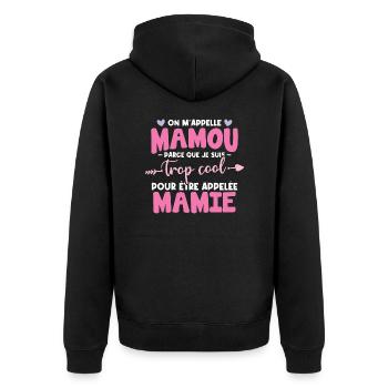 On m'appelle Mamou parce que je suis trop cool - Veste à capuche bio Premium Unisexe - noir - Dos - Nico (187cm)