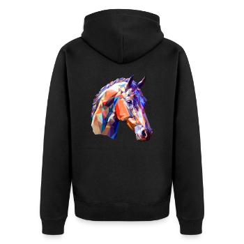 Colorful Polygon Horse Creative Art Design - Unisex Premium Organic Zip Hoodie - black - Back - Nico (187cm)