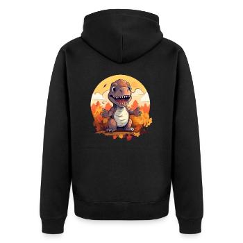 Autumn Trex: Foliage, Leaves and Sunset - Unisex Premium Organic Zip Hoodie - black - Back - Nico (187cm)