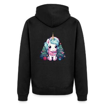 Licorne de Noël : la magie sur le sapin de Noël - Veste à capuche bio Premium Unisexe - noir - Dos - Nico (187cm)