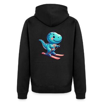 Mignon T-Rex dinosaure et skieur - drôle - Veste à capuche bio Premium Unisexe - noir - Dos - Nico (187cm)