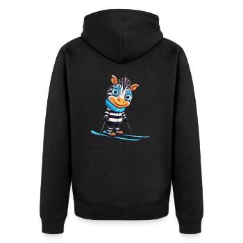 Zebra Ski Adventure - Elegance on the slopes. - Unisex Premium Organic Zip Hoodie - black - Back - Nico (187cm)