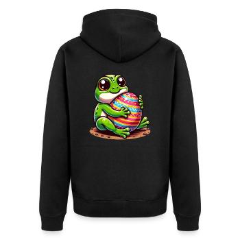 Grenouille de Pâques : Étreinte aimante - Veste à capuche bio Premium Unisexe - noir - Dos - Nico (187cm)