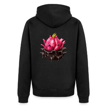 Melting Chocolate Dragon Fruit Fusion Design - Unisex Premium Organic Zip Hoodie - black - Back - Nico (187cm)