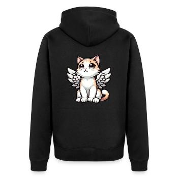 Dessin de bande dessinée ange chat mignon - Veste à capuche bio Premium Unisexe - noir - Dos - Nico (187cm)