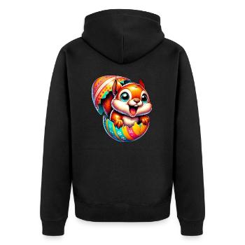 Ostern Eichhörnchen mit Osterei: Niedliches Design - Unisex Premium Bio Zip Hoodie - Schwarz - Hinten - Nico (187cm)