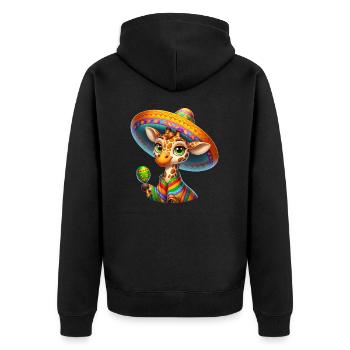Cinco de Mayo Girafe mignonne aux yeux verts - Veste à capuche bio Premium Unisexe - noir - Dos - Nico (187cm)