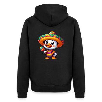 Cinco de Mayo Süße Ente Cartoon - Unisex Premium Bio Zip Hoodie - Schwarz - Hinten - Nico (187cm)