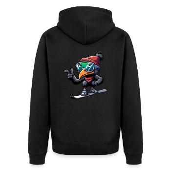 Emu Snowboarder Winter Adventure - Unisex Premium Organic Zip Hoodie - black - Back - Nico (187cm)