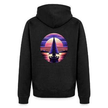 Segeln Meditation Sonnenuntergang Design - Unisex Premium Bio Zip Hoodie - Schwarz - Hinten - Nico (187cm)