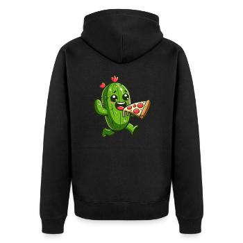 Cute Cactus Pizza Heart Comic - Unisex Premium Organic Zip Hoodie - black - Back - Nico (187cm)